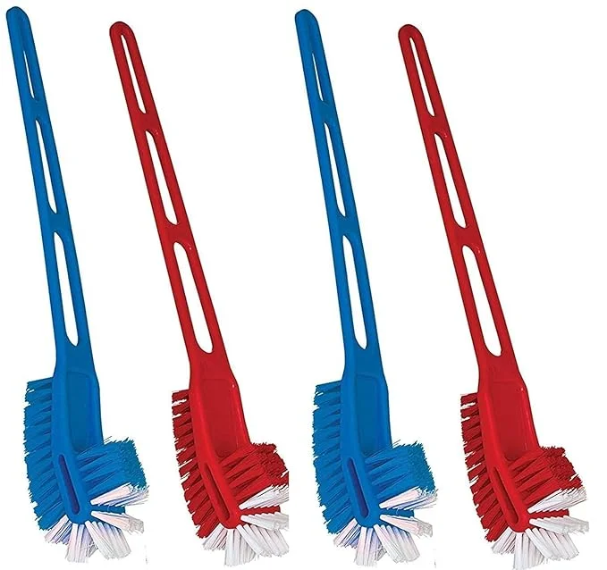 ALOUD CREATIONS Double Sided Flexible Toilet Brush |Double Hockey Design | for Western and Indian Toilet Cleaning | Multi Colour | Large Size | Pack of 4