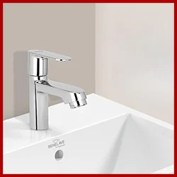 Benelave by Hindware Volga Pillar Tap for Bathroom | Cold Only Basin Faucet | Made of Brass | Mirror-Like Chrome Finish | Compact Design - Spout Length 8.5cm, Height 11cm | 7-Year Brand Warranty
