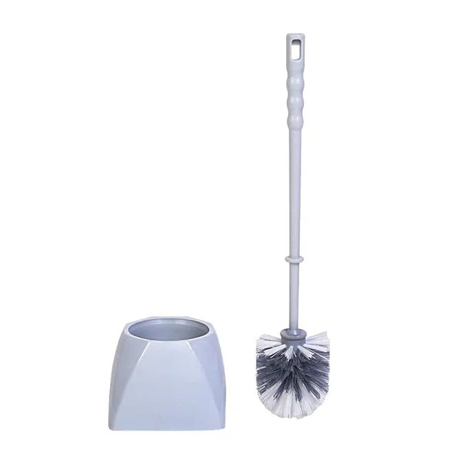 HIC HAMARA INDIA CLEAN Plastic Toilet Brush with Square Container Holder for All Types of Toilet , Standard, Multicolour YI-421