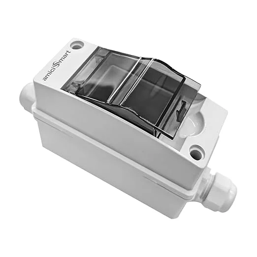amiciSmart Waterproof Plastic Electrical Distribution Box (Weatherproof Mount) | IP65 Junction Box for Outdoor MCB Installation