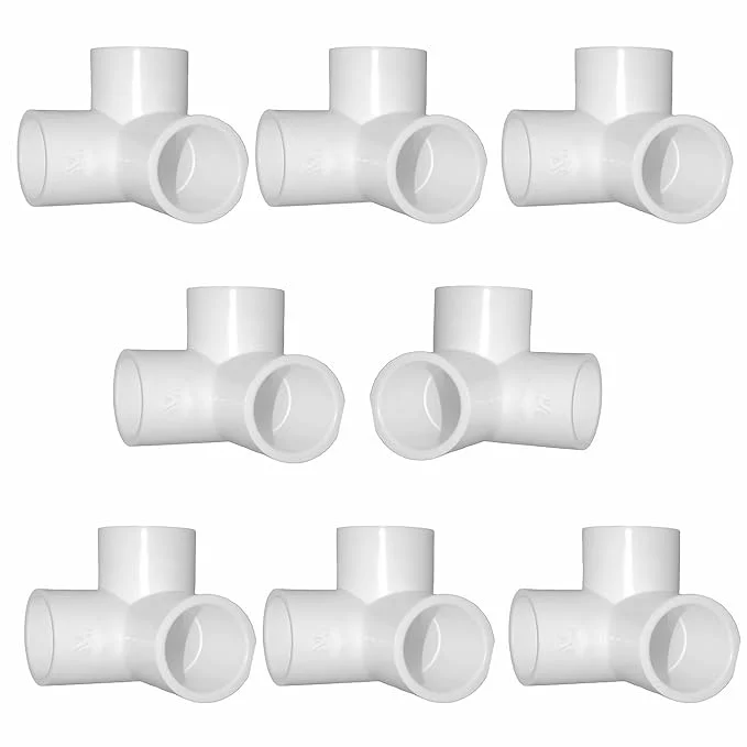 Three way PVC Elbow 25mm | 3 Way elbow for 25mm Outer Diameter PVC pipe | 3Way PVC Pipe Joint | Threeway Connector for Furnitures & Structures | 3 Way Connectors Heavy duty 25 mm (8 Pc Pack)