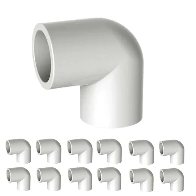 UPVC 90-Degree Elbow Pipe Fittings, White, Non-Threaded, 20mm/3/4 Inch Diameter, Pack of 12