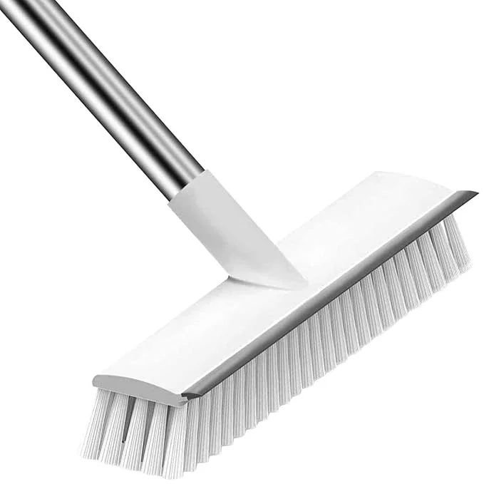 Angel Bathroom Cleaning Brush with Wiper 2 in 1 Tiles Cleaning Brush Floor Scrub Home Kitchen Bathroom Brush with Long Handle Bathroom Floor Cleaning Brush (Pack of 1)