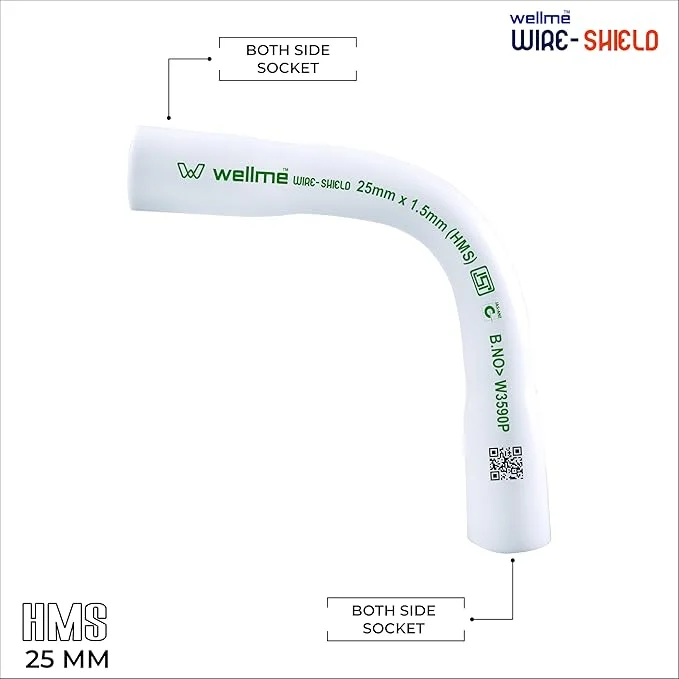 PVC Wireshield PVC Bend(Heavy), White | 25mm | Pack of 12 pieces