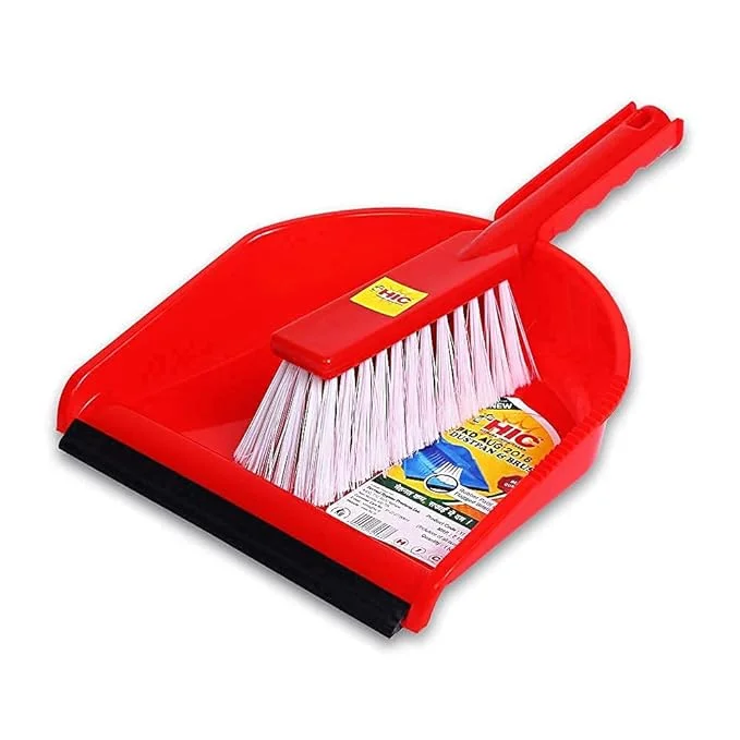 CLEAN Dustpan with Brush for All Types of Floor (Assorted Colour)