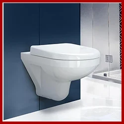 Kohler Span Round Wall Mounted Toilet | Ceramic Western Bathroom Commode with Anti-Bacterial Protection | Eco-Flush Technology & Quiet-Close Lid | Fully Glazed, White, 540mm x 365mm