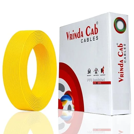 VRINDA Yellow 1mm 90 Meter Wire | FR PVC Insulated CCA Copper Electrical Cable for Home & Industrial Wiring