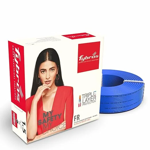 Fybros PVC Insulated 1.5 Sq Mm Wire| Multistrands FR Blue Copper Wires & Cables| Cables For wiring | 1.5 Sq Mm sqmm Blue wire 45 meter| Industrial Wire Cable| Electrical Wire