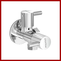 Plantex Brass Spindle 2 Way Angle Valve with Wall Flange and Teflon Tape/Angle Cocke for Bathroom/Water Tap-(Mks-1276-Chrome)